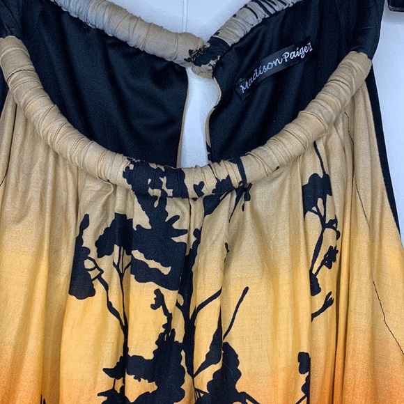 𝅺T22 Madison Paige II Fall Midi Dress Orange Black Ombre with tree shadow - Picture 3 of 13